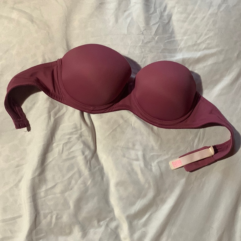 vs pink strapless push up bra